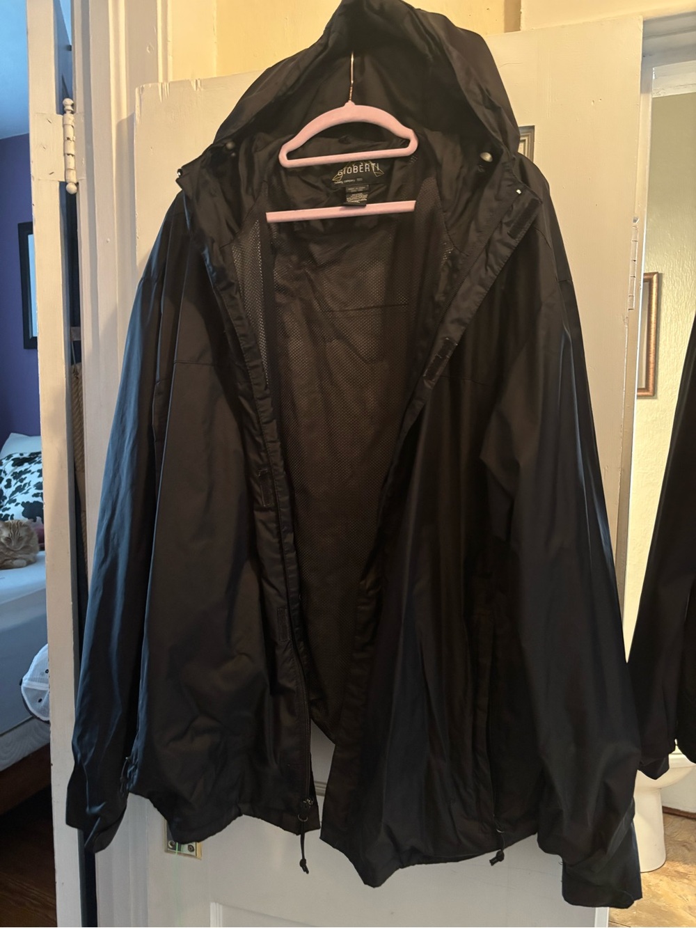 Men's Black Hooded Raincoat - Unbranded